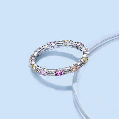 [Elitejewels]Sparkling Colorful Round Cut Tennis Ring