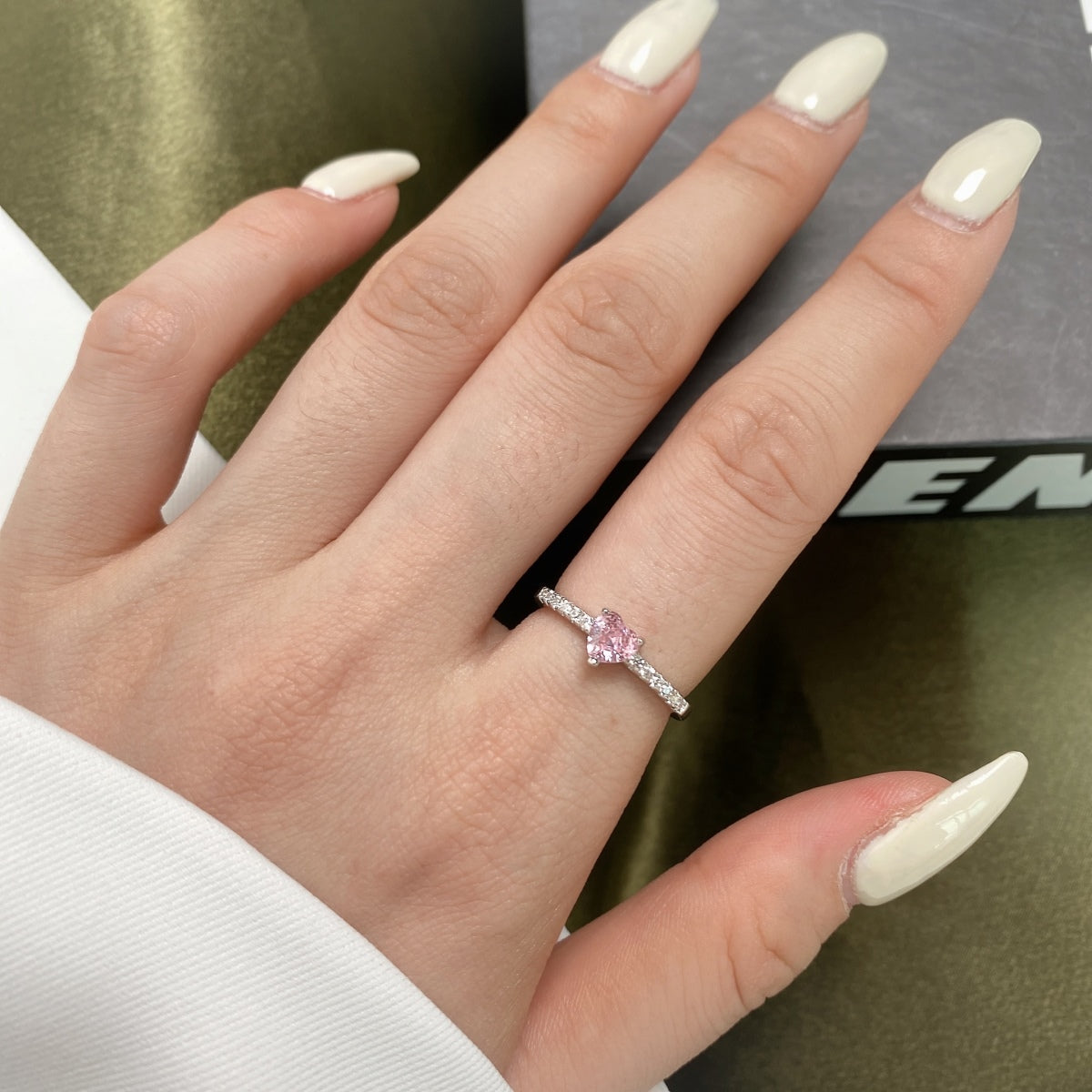 [Elitejewels]0.5 Carat CaratEternity Charming Heart Shape Lover Ring