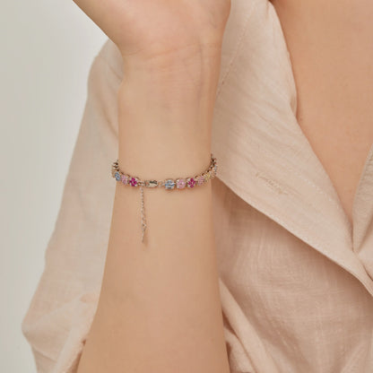 [Elitejewels]Delicate Colorful Emerald Cut Daily Bracelet