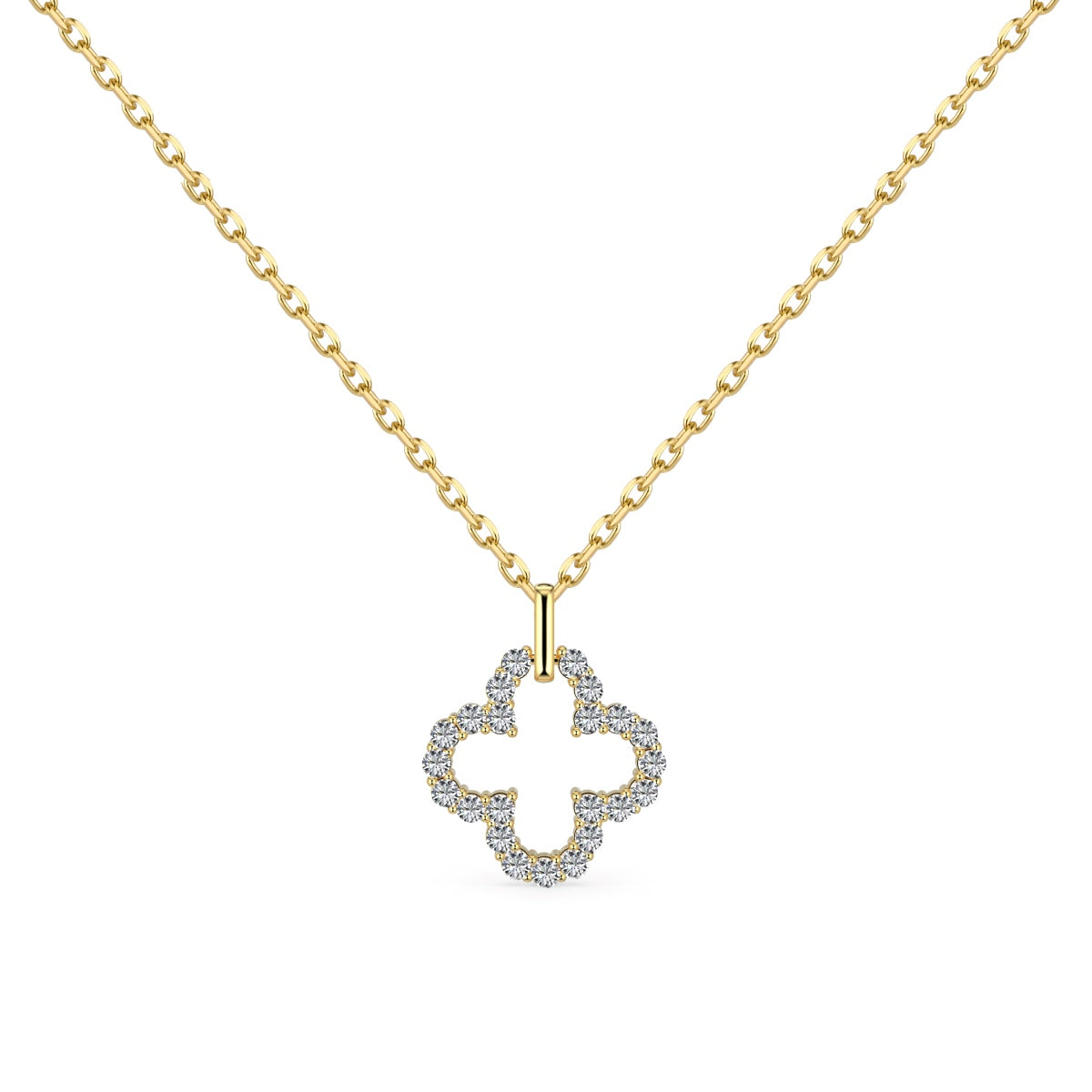 [Elitejewels]Four-Leaf Clover Hollow Design Exquisite Necklace
