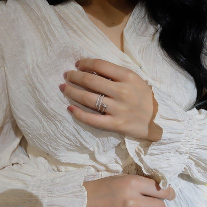 [Elitejewels]JUSTE RING 1.8MM SILVER DOUBLE ROW DIAMONDS