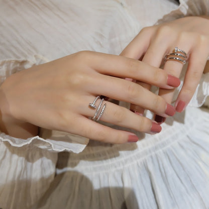 [Elitejewels]JUSTE RING 1.8MM SILVER DOUBLE ROW DIAMONDS