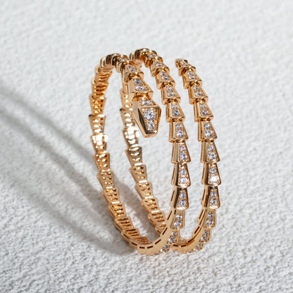 [Elitejewels]SERPENTI BRACELET PINK GOLD DIAMOND DOUBLE ROW