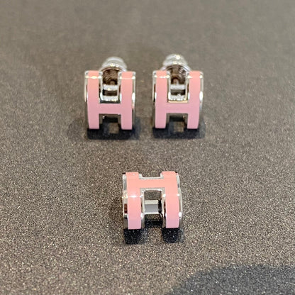 [Elitejewels]MINI POP H SILVER EARRINGS PINK