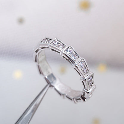 [Elitejewels]SERPENTI RING SILVER DIAMOND PAVED 3MM