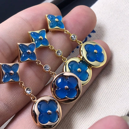 [Elitejewels]STAR AND SUN AGATE DIAMOND EARRINGS