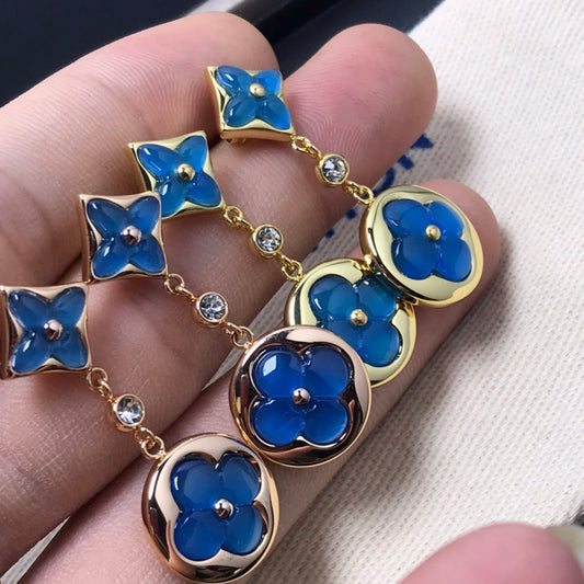 [Elitejewels]STAR AND SUN AGATE DIAMOND EARRINGS