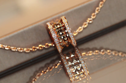[Elitejewels]ZERO 1 ROCK PEDANT PINK GOLD NECKLACE