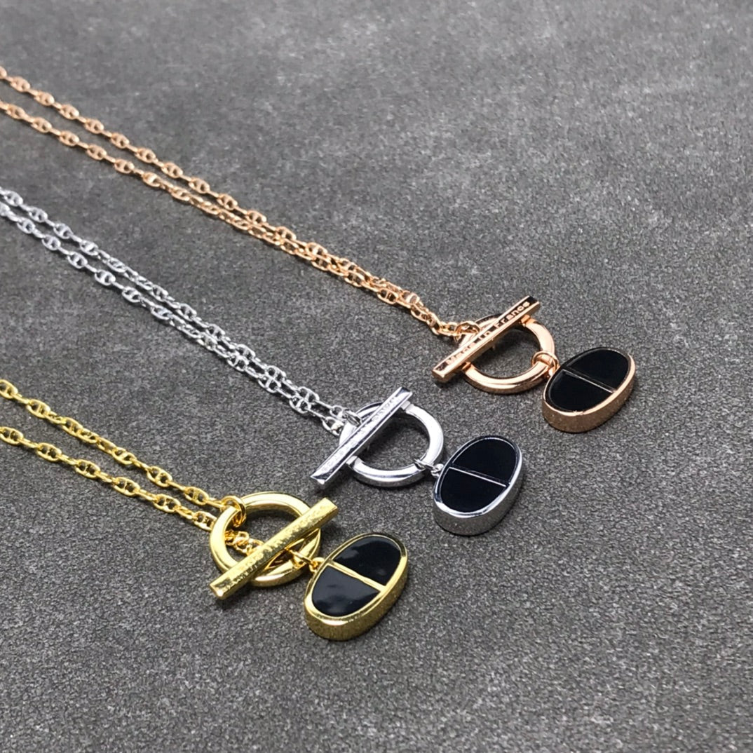 [Elitejewels]CHAINE VERSO BLACK CERAMIC SILVER NECKLACE