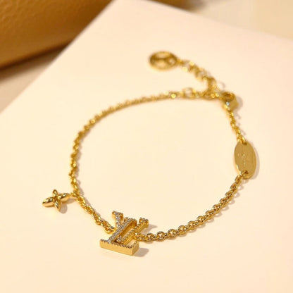 [Elitejewels]LV LOGO STAR MOTIF GOLD BRACELET