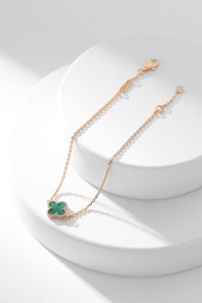 [Elitejewels]CLOVER BRACELET MALACHITE 1 MOTIF