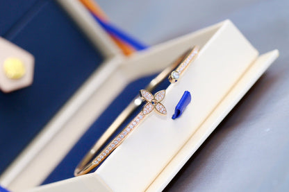 [Elitejewels]LV IDYLLE PINK GOLD OPEN BRACELET DIAMOND PAVED