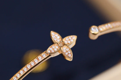 [Elitejewels]LV IDYLLE PINK GOLD OPEN BRACELET DIAMOND PAVED