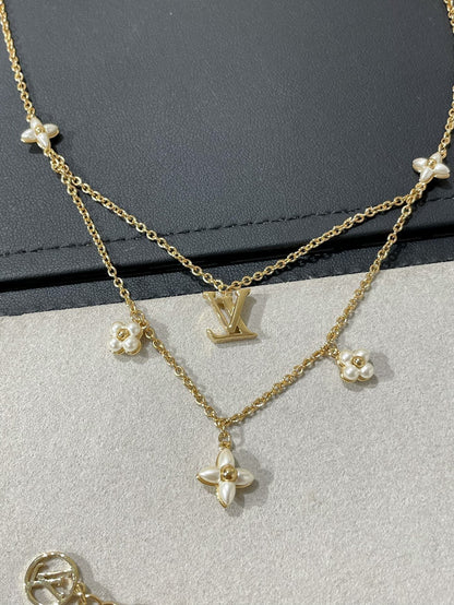 [Elitejewels]LV FLOWERGRAM GOLD MOP DOUBLE ROW NECKLACE