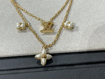 [Elitejewels]LV FLOWERGRAM GOLD MOP DOUBLE ROW NECKLACE