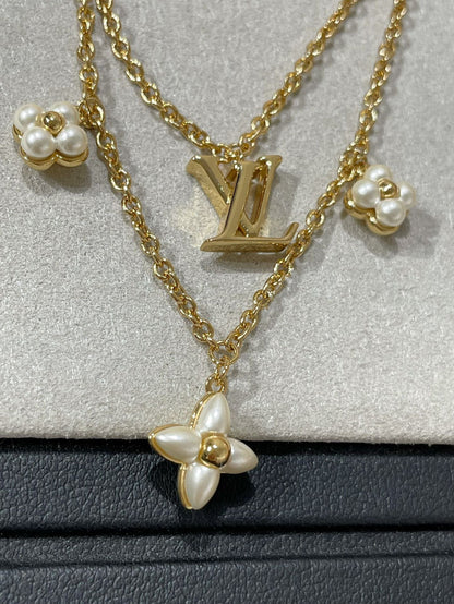 [Elitejewels]LV FLOWERGRAM GOLD MOP DOUBLE ROW NECKLACE