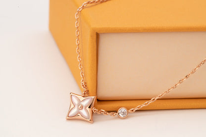 [Elitejewels]LV STAR PINK MOP 1 DIAMOND PINK GOLD NECKLACE