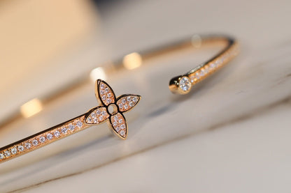 [Elitejewels]LV IDYLLE GOLD OPEN BRACELET DIAMOND PAVED