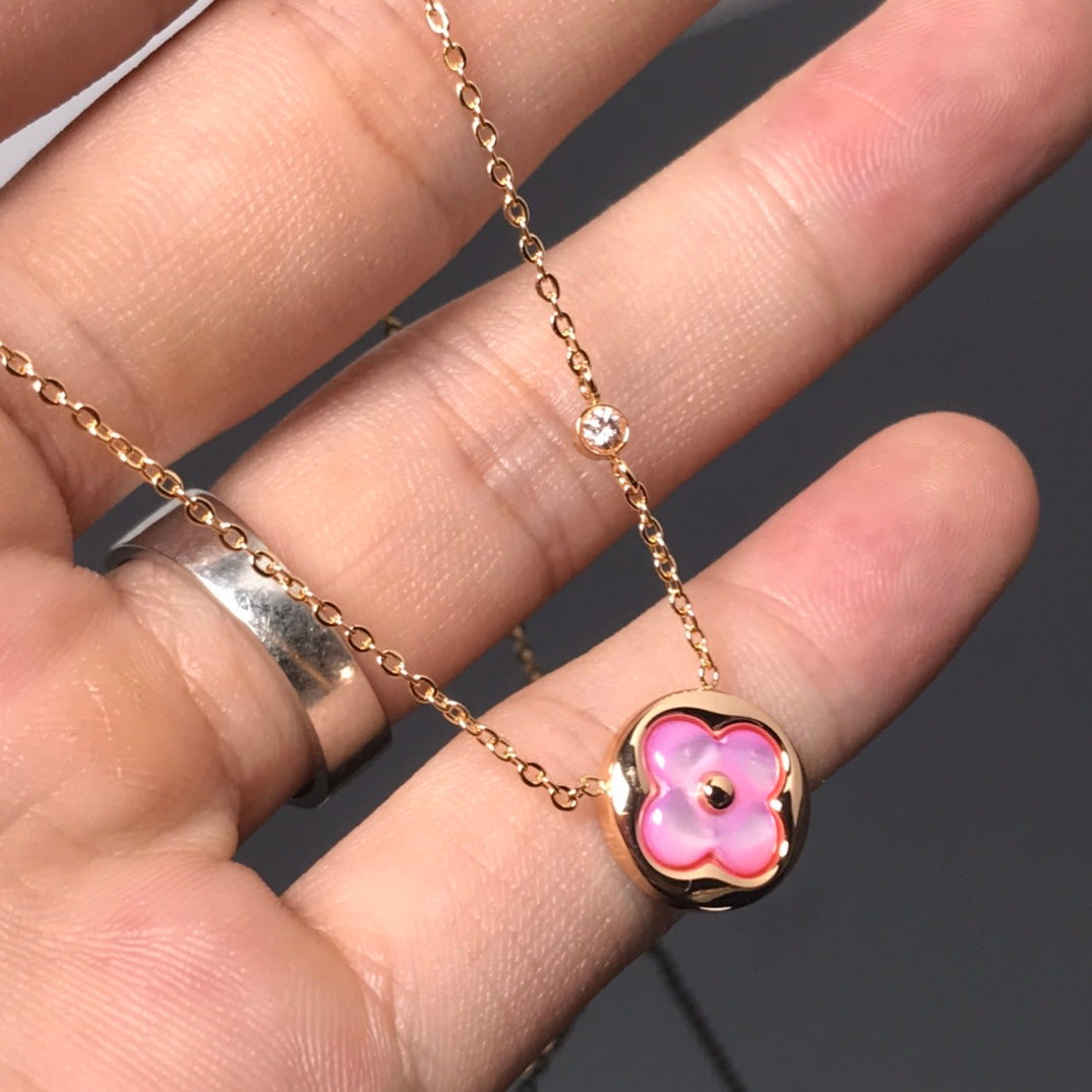[Elitejewels]LV COLOR BLOSSOM PINK MOP SUN GOLD NECKLACE