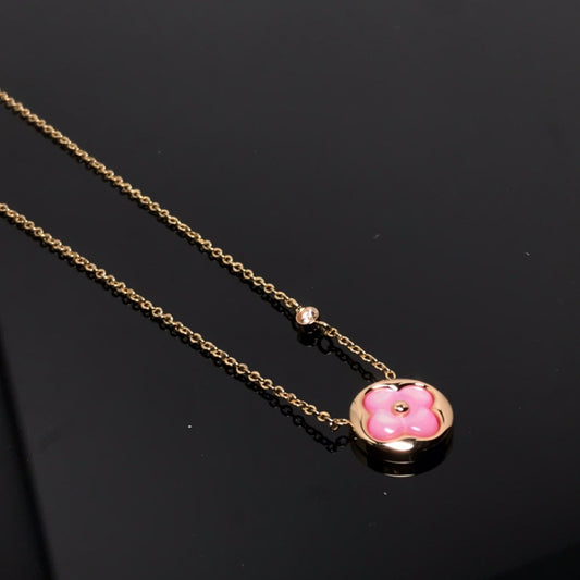 [Elitejewels]LV COLOR BLOSSOM PINK MOP SUN GOLD NECKLACE