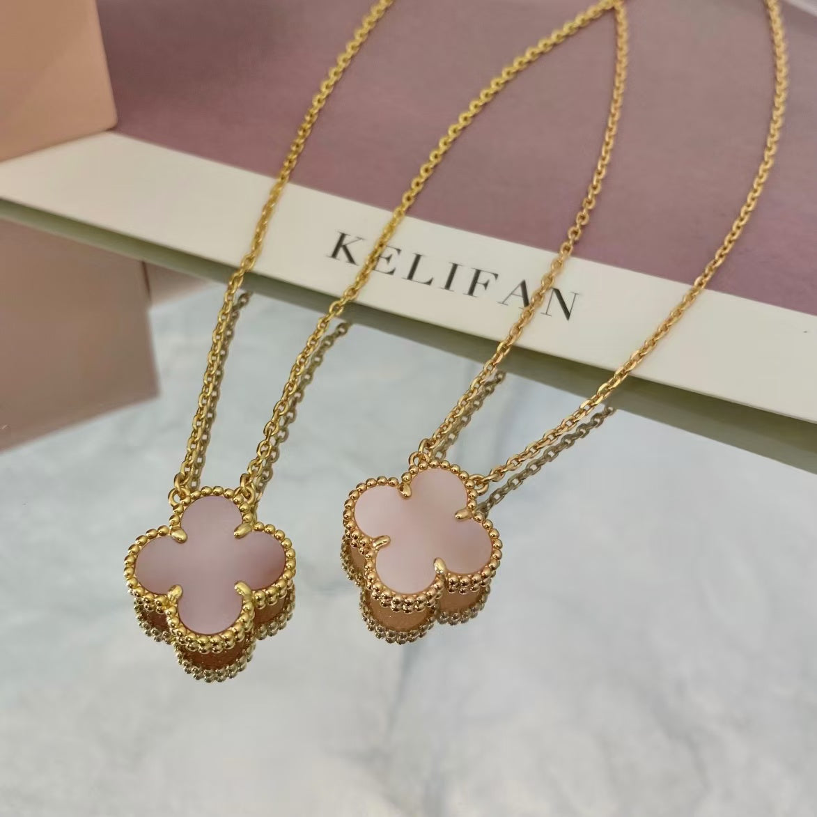 [Elitejewels]CLOVER 15MM PINK MOTHER-OF-PEARL NECKLACE