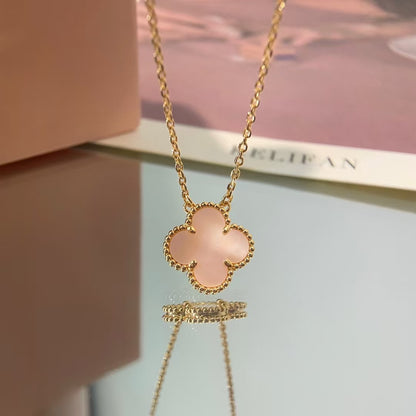 [Elitejewels]CLOVER 15MM PINK MOTHER-OF-PEARL NECKLACE