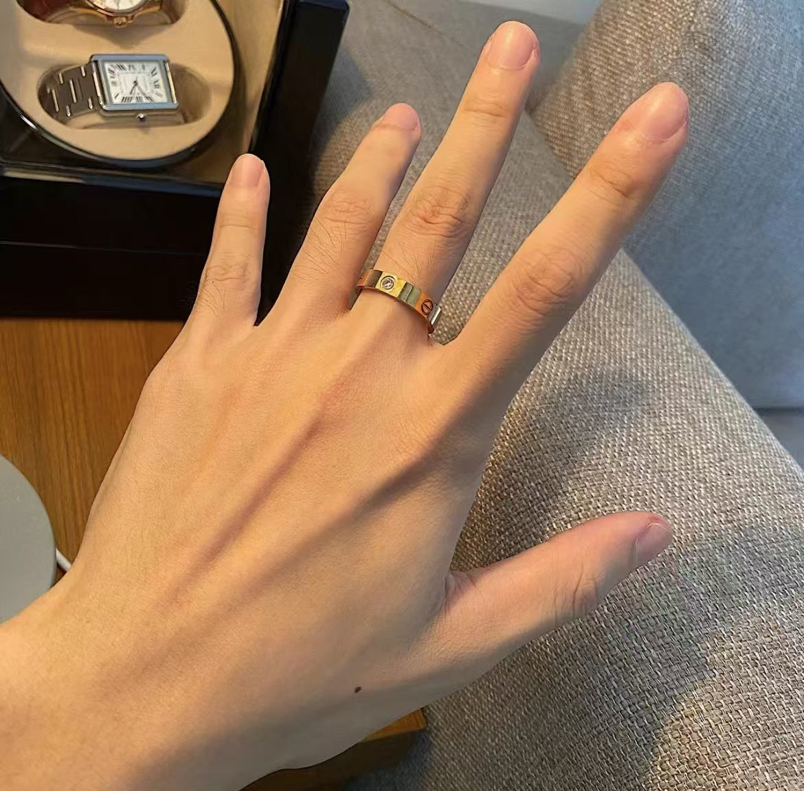 [Elitejewels]LOVE RING 5.5MM 3 DIAMONDS GOLD