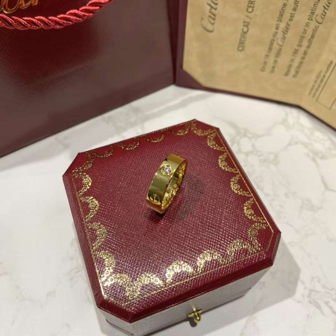[Elitejewels]LOVE RING 5.5MM 3 DIAMONDS GOLD