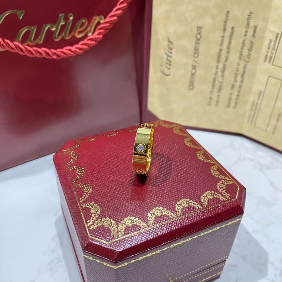 [Elitejewels]LOVE RING 5.5MM 3 DIAMONDS GOLD