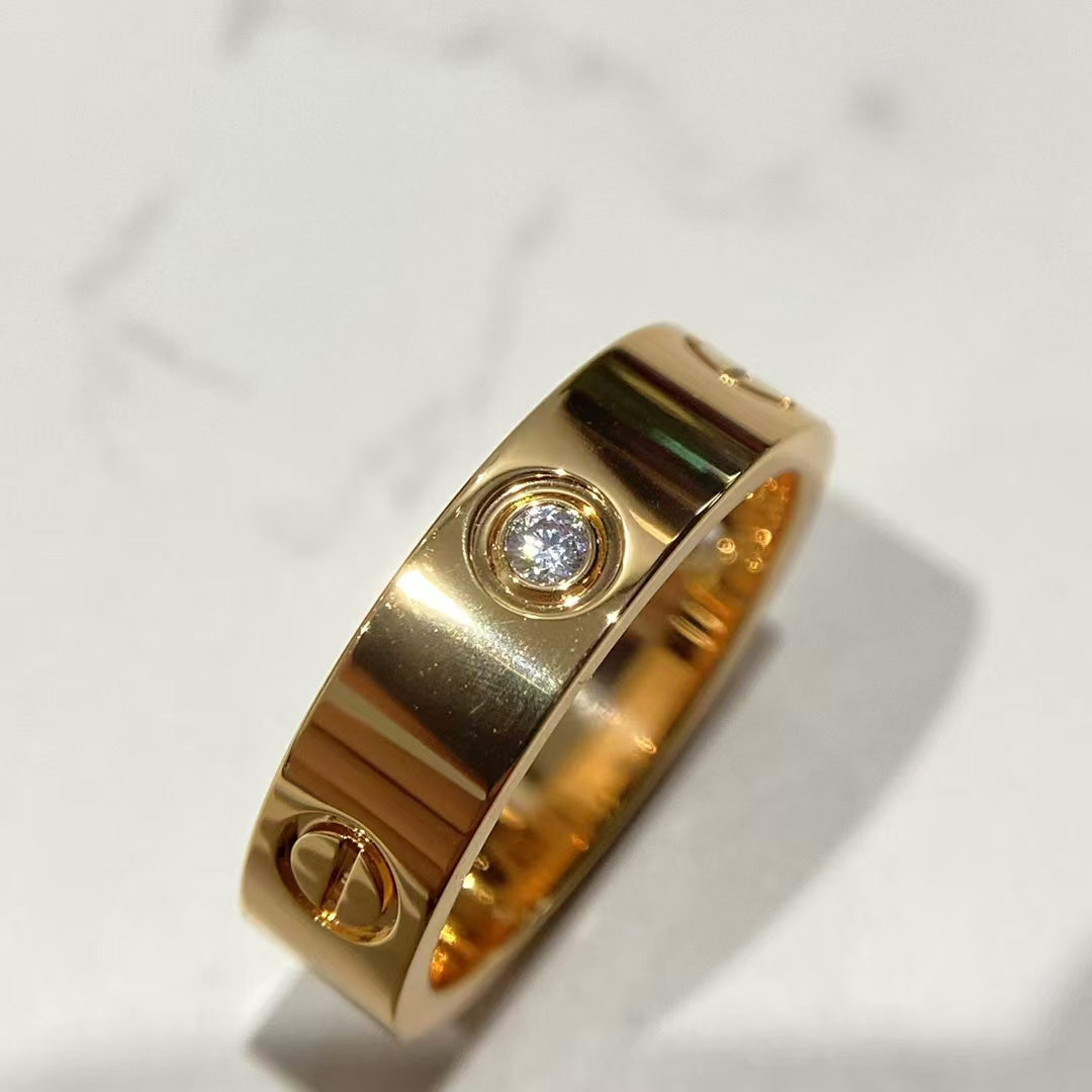 [Elitejewels]LOVE RING 5.5MM 3 DIAMONDS PINK GOLD
