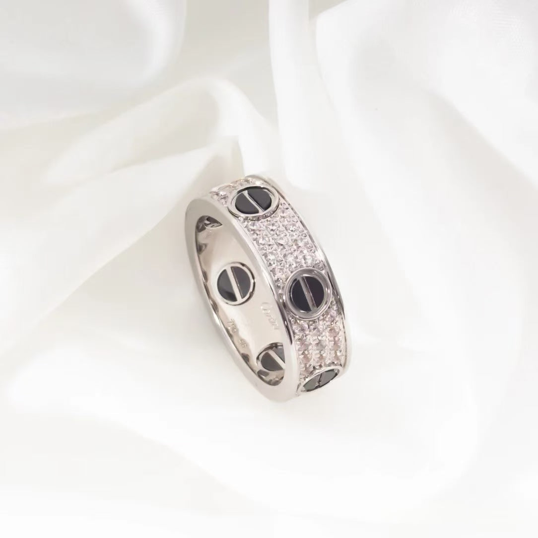 [Elitejewels]LOVE RING 5.5MM DIAMONDS PAVED CERAMIC