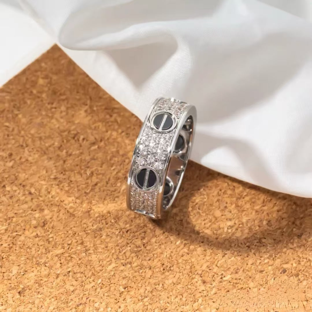 [Elitejewels]LOVE RING 5.5MM DIAMONDS PAVED CERAMIC