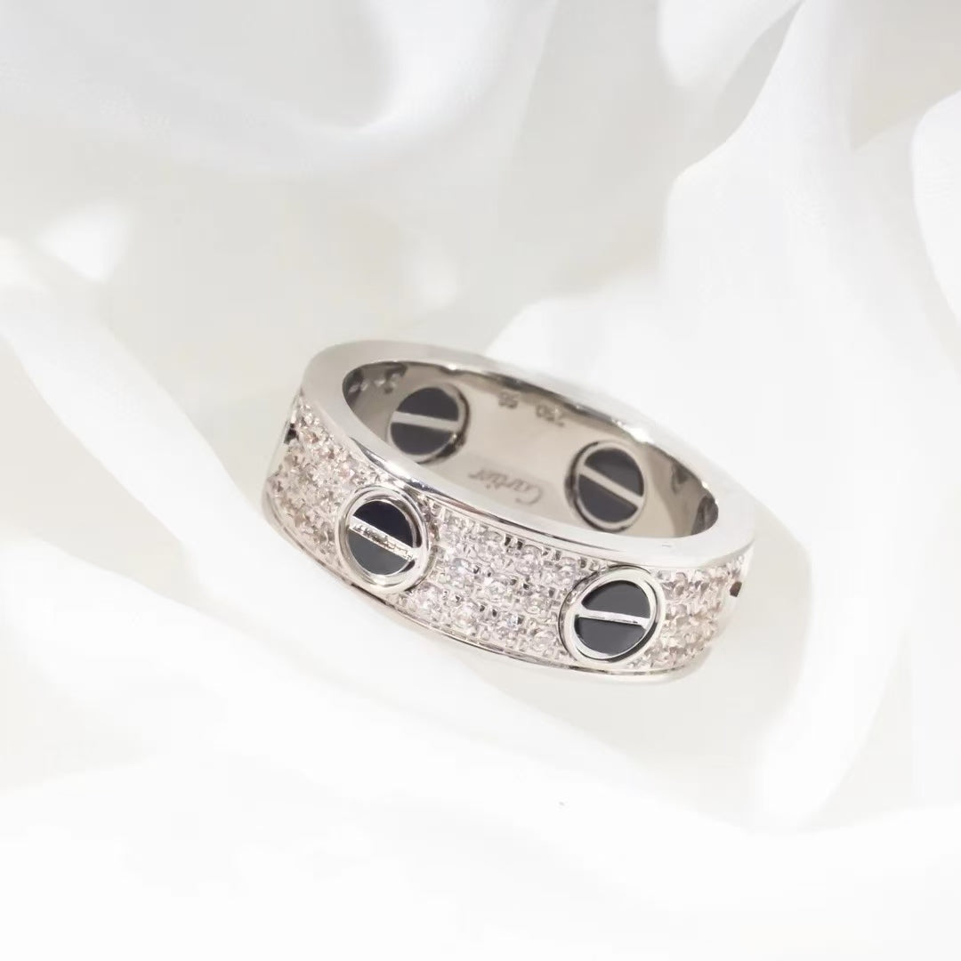 [Elitejewels]LOVE RING 5.5MM DIAMONDS PAVED CERAMIC