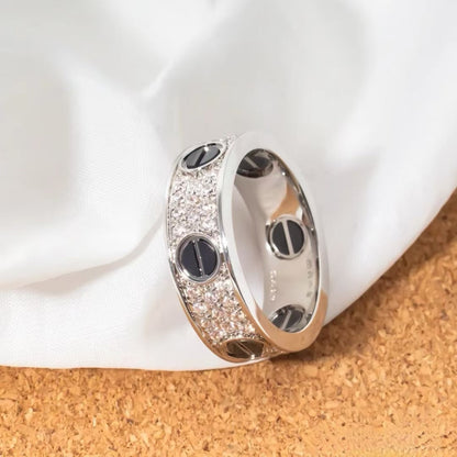 [Elitejewels]LOVE RING 5.5MM DIAMONDS PAVED CERAMIC