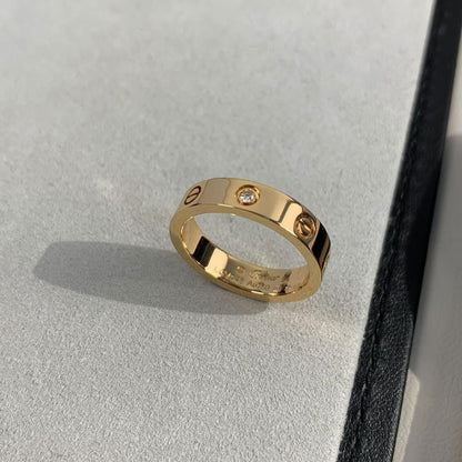 [Elitejewels]LOVE RING 4MM 1 DIAMOND PINK GOLD
