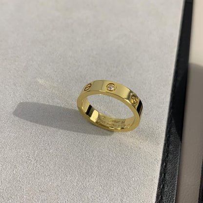 [Elitejewels]LOVE RING 4MM 1 DIAMOND GOLD