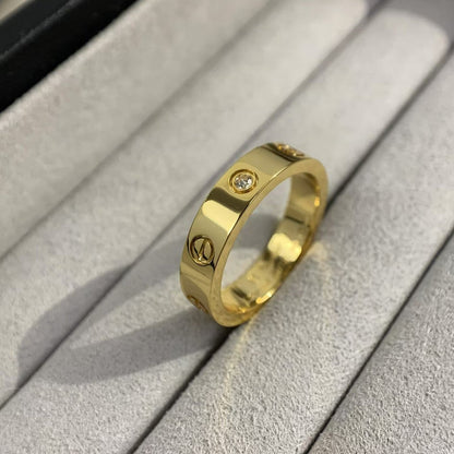 [Elitejewels]LOVE RING 4MM 1 DIAMOND GOLD