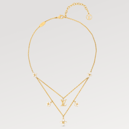 [Elitejewels]LV FLOWERGRAM GOLD MOP DOUBLE ROW NECKLACE