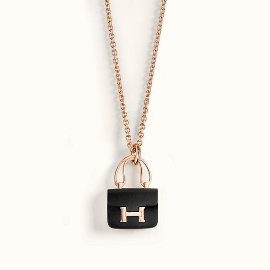 [Elitejewels]CONSTANCE BLACK PEDANT PINK GOLD NECKLACE