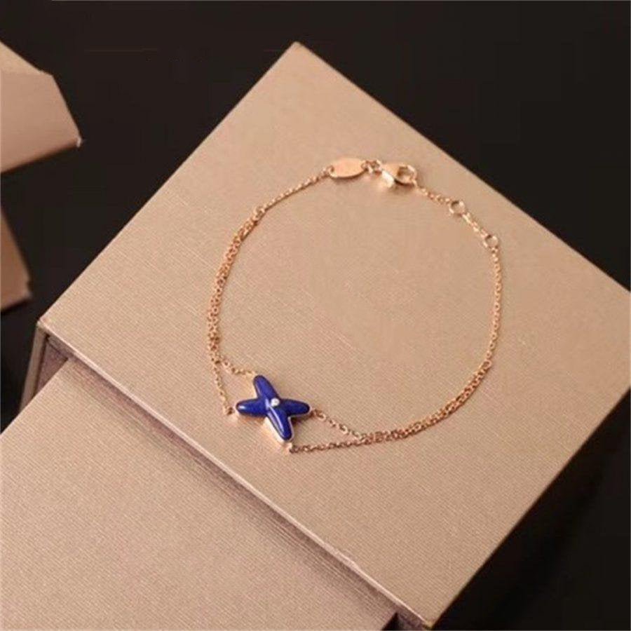 [Elitejewels]JEUX BRACELET BLUE AGATE PINK GOLD 1 DIAMOND