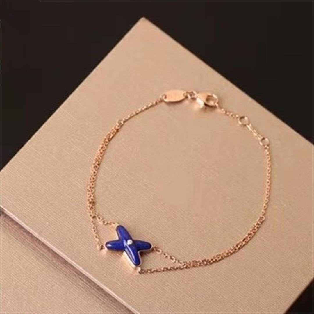 [Elitejewels]JEUX BRACELET BLUE AGATE PINK GOLD 1 DIAMOND