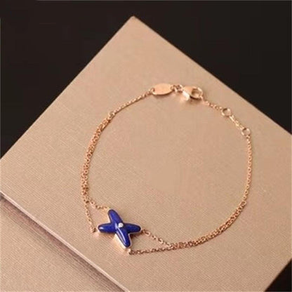 [Elitejewels]JEUX BRACELET BLUE AGATE PINK GOLD 1 DIAMOND