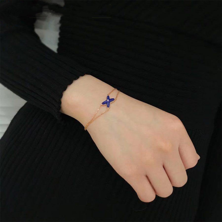 [Elitejewels]JEUX BRACELET BLUE AGATE PINK GOLD 1 DIAMOND