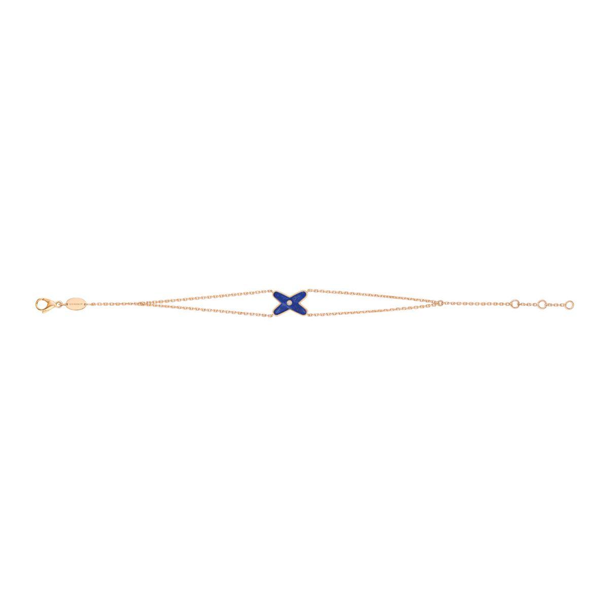 [Elitejewels]JEUX BRACELET BLUE AGATE PINK GOLD 1 DIAMOND