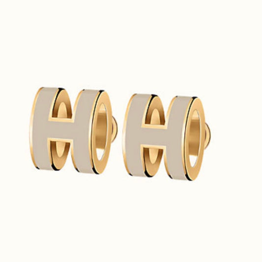 [Elitejewels]MINI POP H GOLD EARRINGS GREY