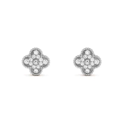 [Elitejewels]CLOVER 1 MOTIFS DIAMOND STUD EARRINGS SILVER