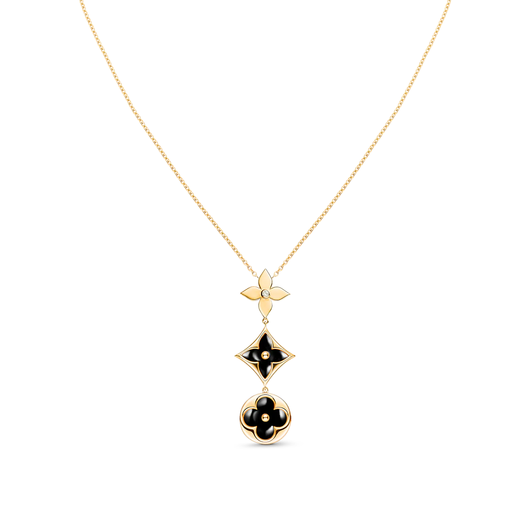 [Elitejewels]STAR AND SUN ONYX PINK GOLD NECKLACE