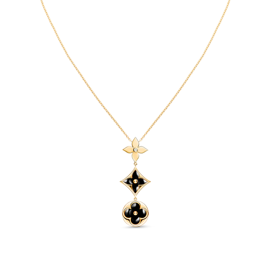 [Elitejewels]STAR AND SUN ONYX PINK GOLD NECKLACE