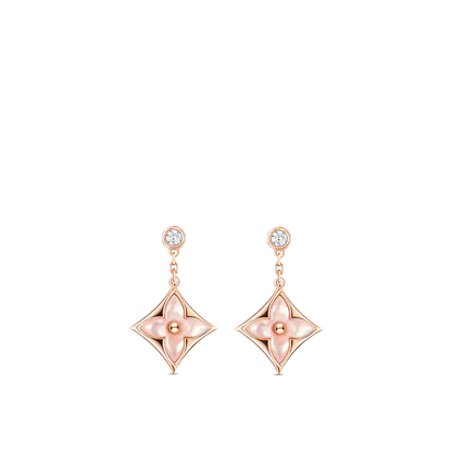 [Elitejewels]DOUBLE STAR PINK GOLD MOP DROP EARRINGS