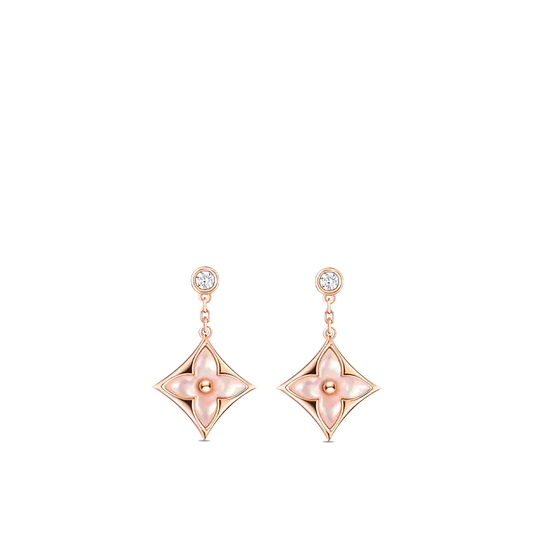 [Elitejewels]DOUBLE STAR PINK GOLD MOP DROP EARRINGS